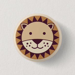 Cute Lion Face 3 Cm Round Badge