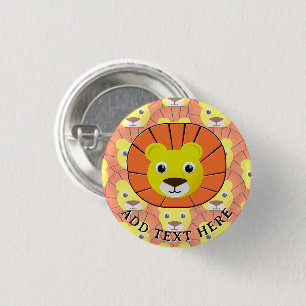 Cute Lion Face All Over Print Pattern 3 Cm Round Badge