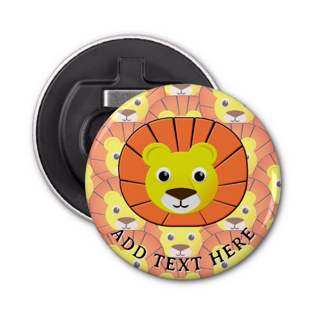 Cute Lion Face All Over Print Pattern Bottle Opener (Front)