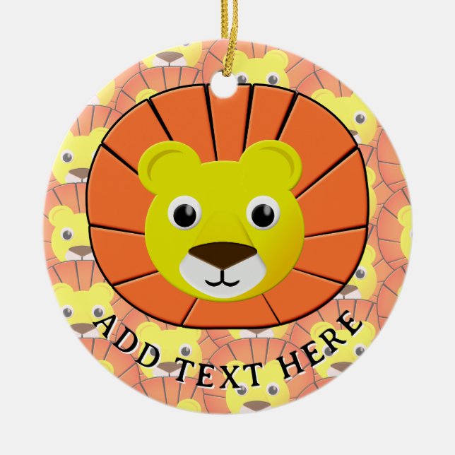 Cute Lion Face All Over Print Pattern Ceramic Tree Decoration (Front)