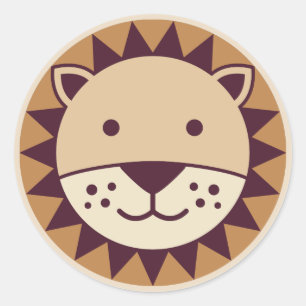 Cute Lion Face Classic Round Sticker
