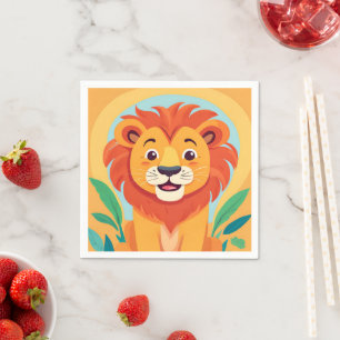 Cute lion Face safari Wild jungle Birthday Party Napkin