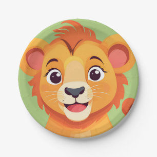 Cute lion Face safari Wild jungle Birthday Party Paper Plate