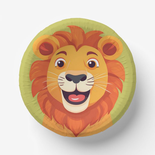 Cute lion Face safari Wild jungle Birthday Party  Paper Plate (Front)