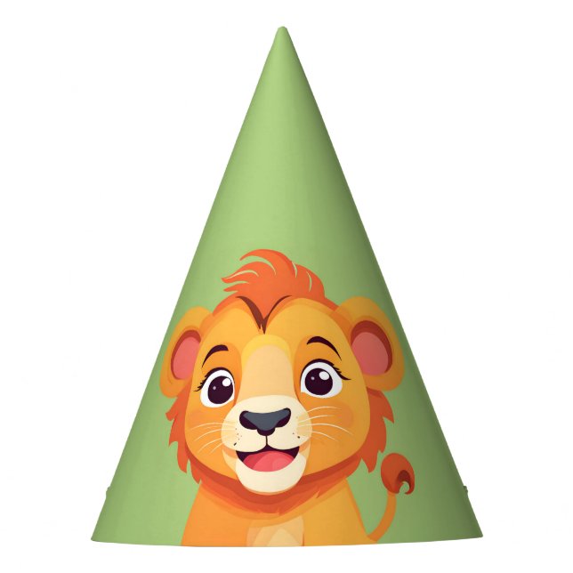 Cute lion Face safari Wild jungle Birthday Party  Party Hat (Front)