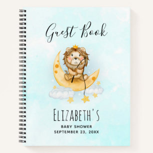 Cute Lion Fishing on the Moon Guest Book