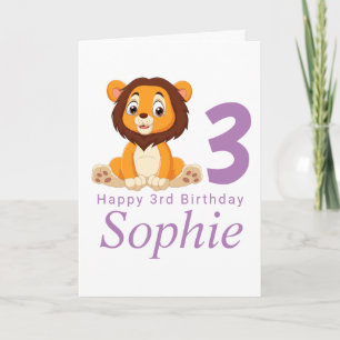 cute lion girl birthday card