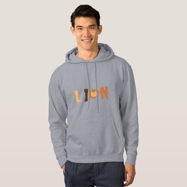 Cute Lion Graphic Tee – “Lion” Fun Animal Hoodie (Front Full)