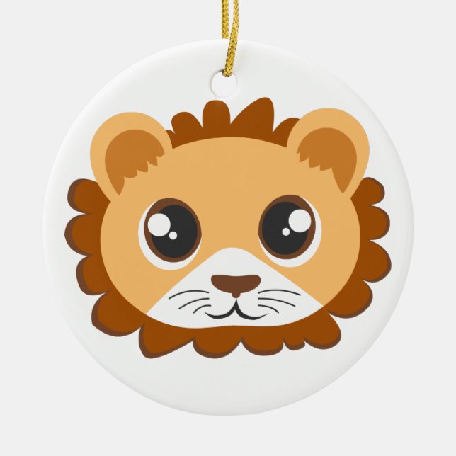 Cute Lion Head Cartoon Ceramic Tree Decoration (Front)