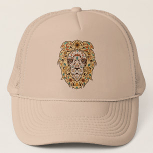 Cute Lion Head Sugar Skull Trucker Hat
