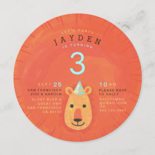 Cute Lion Illustrated Kid's Party Invitation