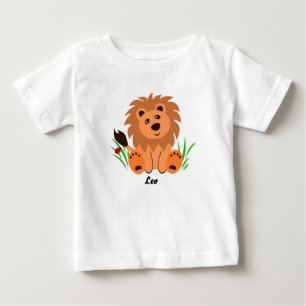 Cute lion in the grass with ladybug baby T-Shirt