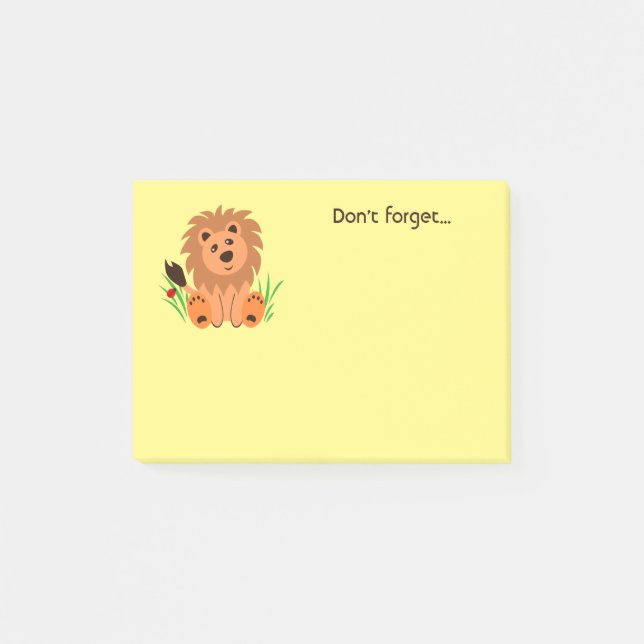 Cute lion in the grass with ladybug   post-it notes (Front)