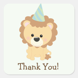 Cute Lion Jungle Animal Thank You Square Sticker
