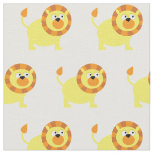 Cute Lion Kid Baby Nursery White Big Cat Fabric