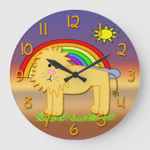 Cute Lion Kid's Round Wall Clock