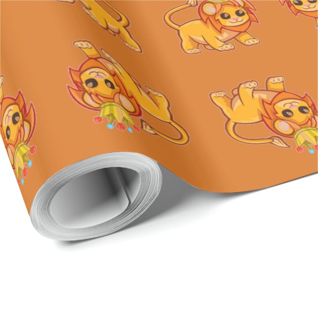 Cute Lion King Crown Jungle Animal Kids Gift Wrap (Roll Corner)