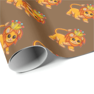 Cute Lion King Crown Jungle Animal Kids Gift Wrap