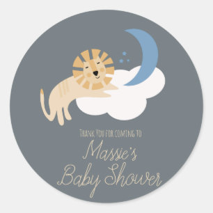 Cute Lion Moon Cloud Baby Shower   Classic Round Sticker
