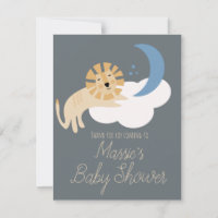 Cute Lion Moon Cloud Baby Shower Thank You Card