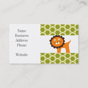 Cute Lion on Green Pattern Gifts for Kids Business Card