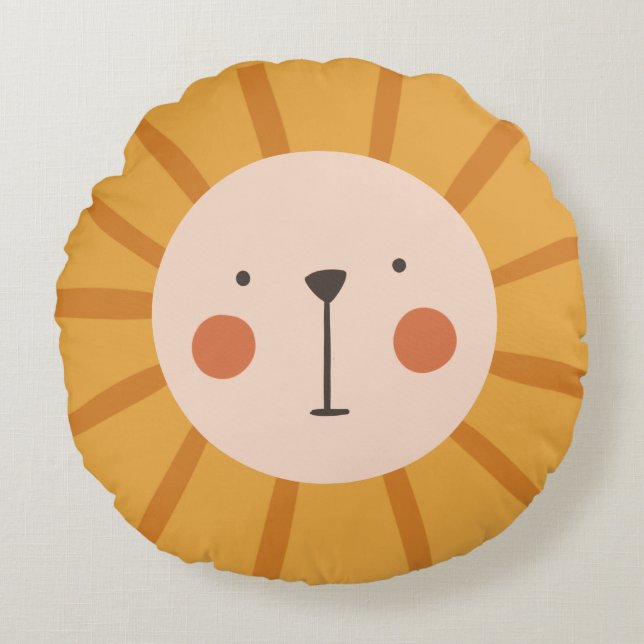 Cute Lion Orange  kids Nursery Room Round Cushion (Front)