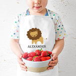 Cute Lion Personalised<br><div class="desc">This kids' apron for animal lovers features a cute lion illustration. Personalise it with your child's name in black letters. Makes a great apron for boys or girls!</div>