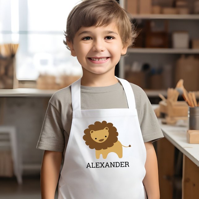 Cute Lion Personalised Kids Apron (Creator Uploaded)
