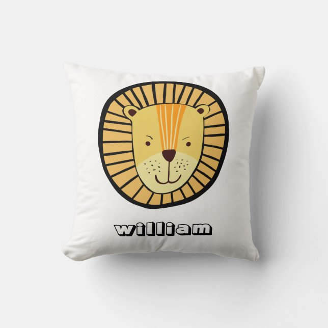 Cute Lion Personalised Name Cushion (Front)
