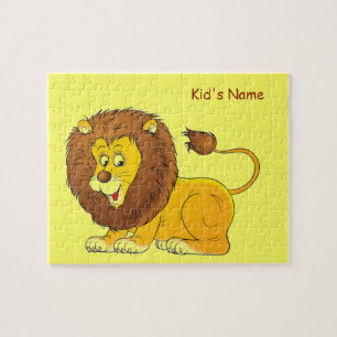 Cute Lion Personalised Name Kids Jigsaw Puzzle