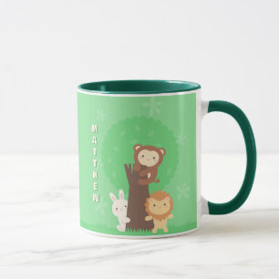 Cute Lion Rabbit & Monkey Woodland Forest Animals Mug
