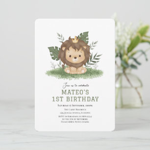 Cute Lion Safari animals birthday invitation