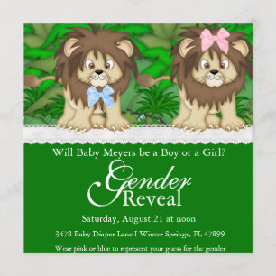 Cute Lion Safari Gender Reveal Party Invitation