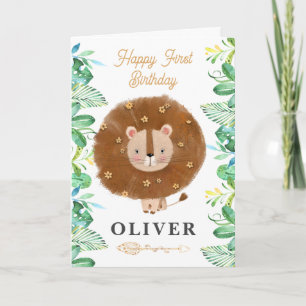 Cute Lion Safari Happy 1st Birthday Greeting Card