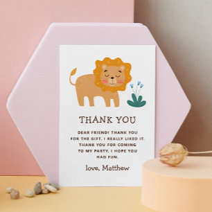 Cute Lion | Safari Jungle Animal Kids Birthday Thank You Card