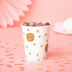 Cute lion & stars. Funny safari baby kids birthday Paper Cups