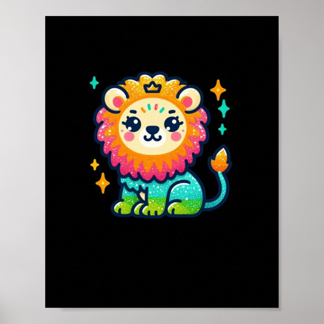 Cute Lion Sticker  Poster (Front)