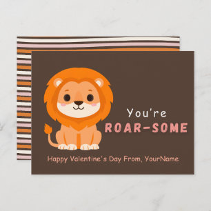 Cute Lion Valentine’s Day Card – You’re Roar-Some