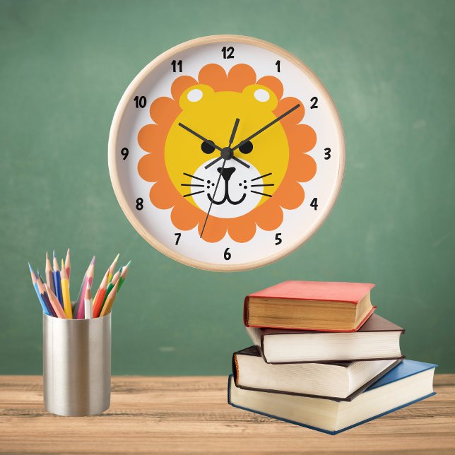 Cute Lion Wild One Jungle Safari Animal Cartoon Clock (Creator Uploaded)