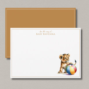 Cute Lion With A Ball Safari Nursery Thank You  Card