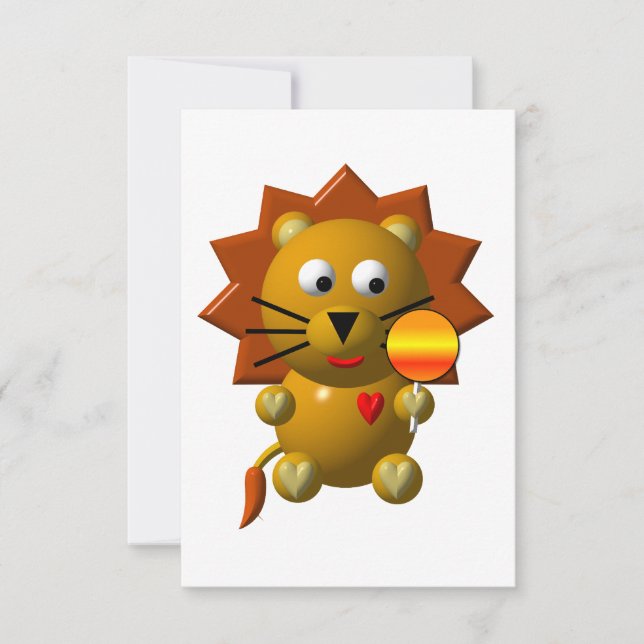 Cute Lion with a Lollipop Invitation (Front)
