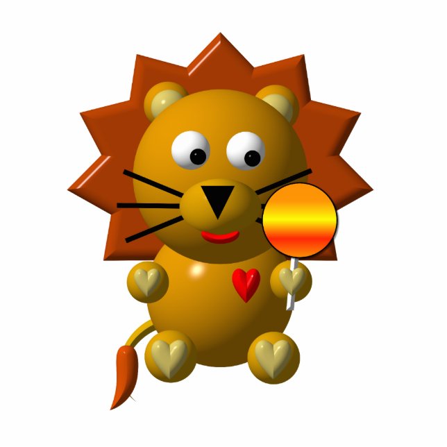 Cute Lion with a Lollipop Standing Photo Sculpture (Front)