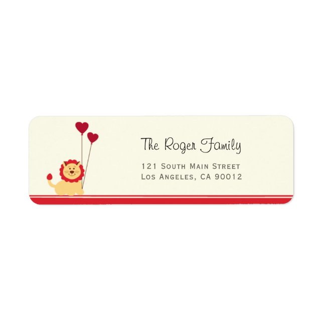 Cute Lion with Balloon Hearts Valentine (Front)