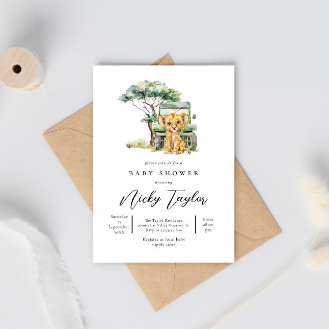Cute Lion Woodland Safari Baby Shower Invitation (Creator Uploaded)