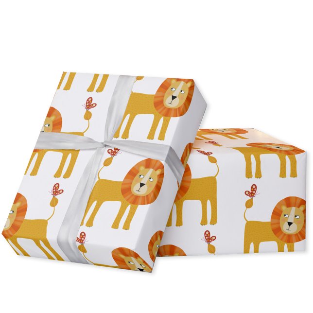 Cute Lion Wrapping Paper (Fun lion pattern gift wrapping paper )