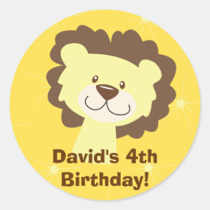 Cute Lion Yellow Sparkle Personalised Sticker