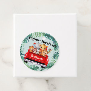 Cute lion Zoo jungle farm truck boy Birthday party Favour Tags
