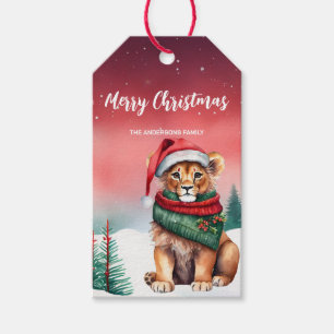  Cute Lion zoo Santa Christmas party Snow kids Gift Tags