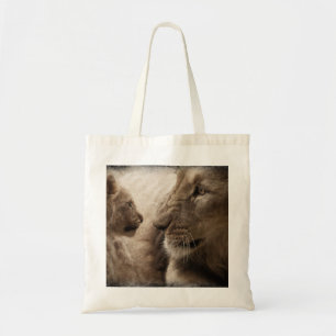 Cute Lioness and Playful Cub Tote Bag