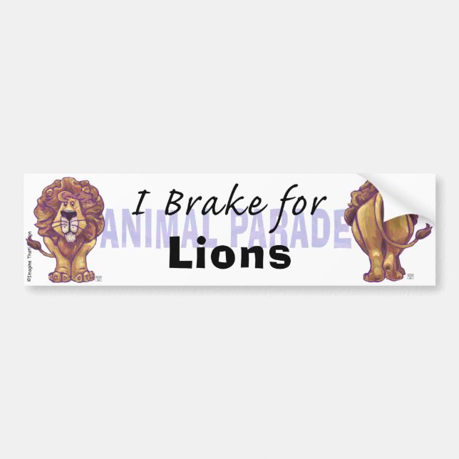Cute Lions I Brake for Lions Bumper Sticker (Front)